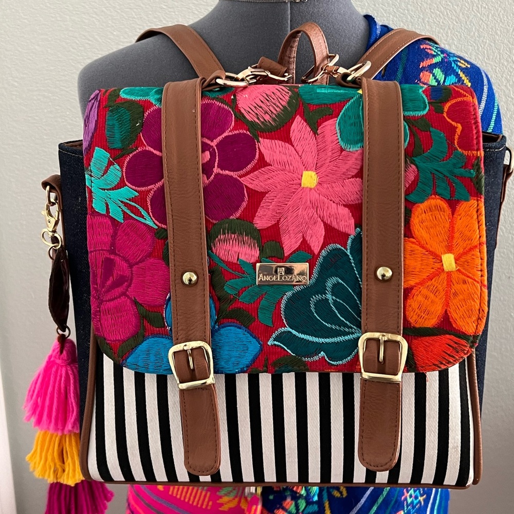 Embroidered backpack/bag.
